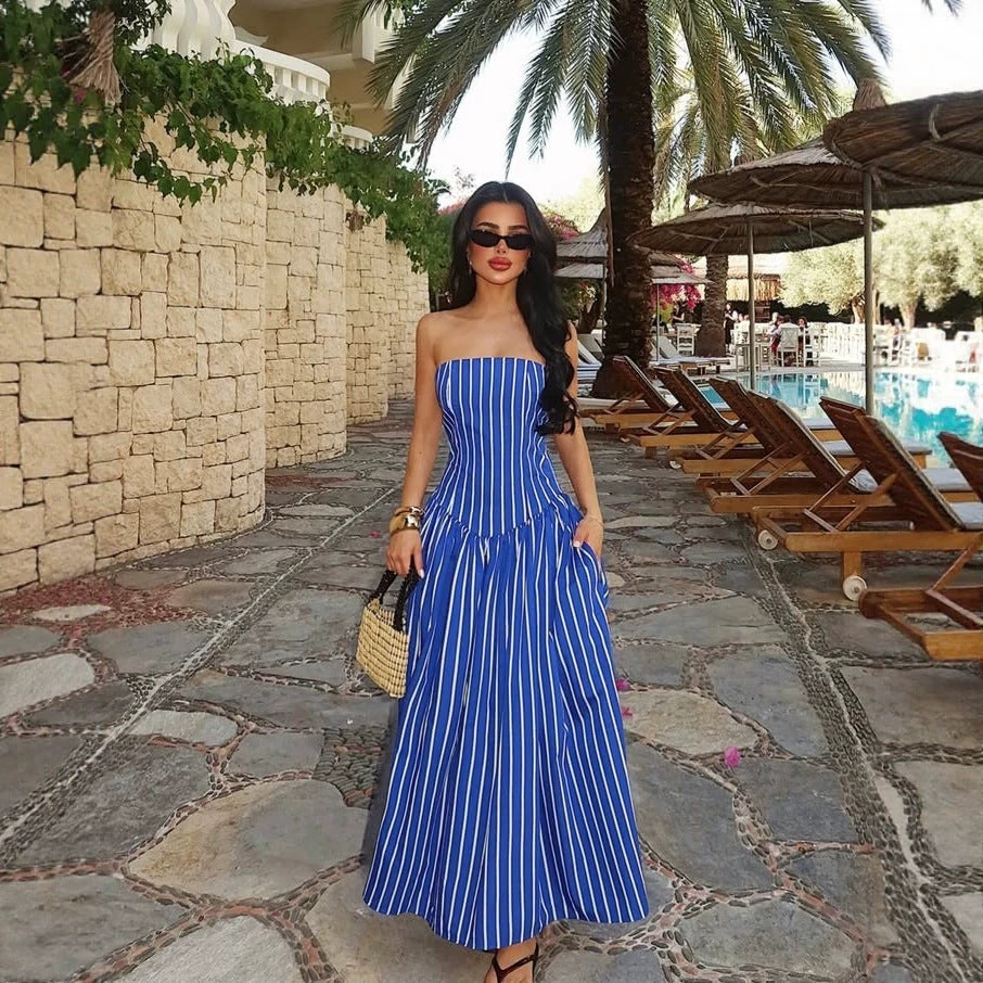 Women's Wrap Striped Dress