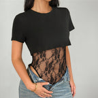 Women Clothing Spring Summer Sexy Faux Two Piece Lace Jumpsuit