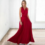 Women's Red Halter Tie Maxi Dress