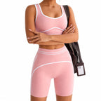Women's Color-Block Sports Bra & Shorts Set