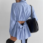 Women's Cotton Lace-Up Lace Shirt