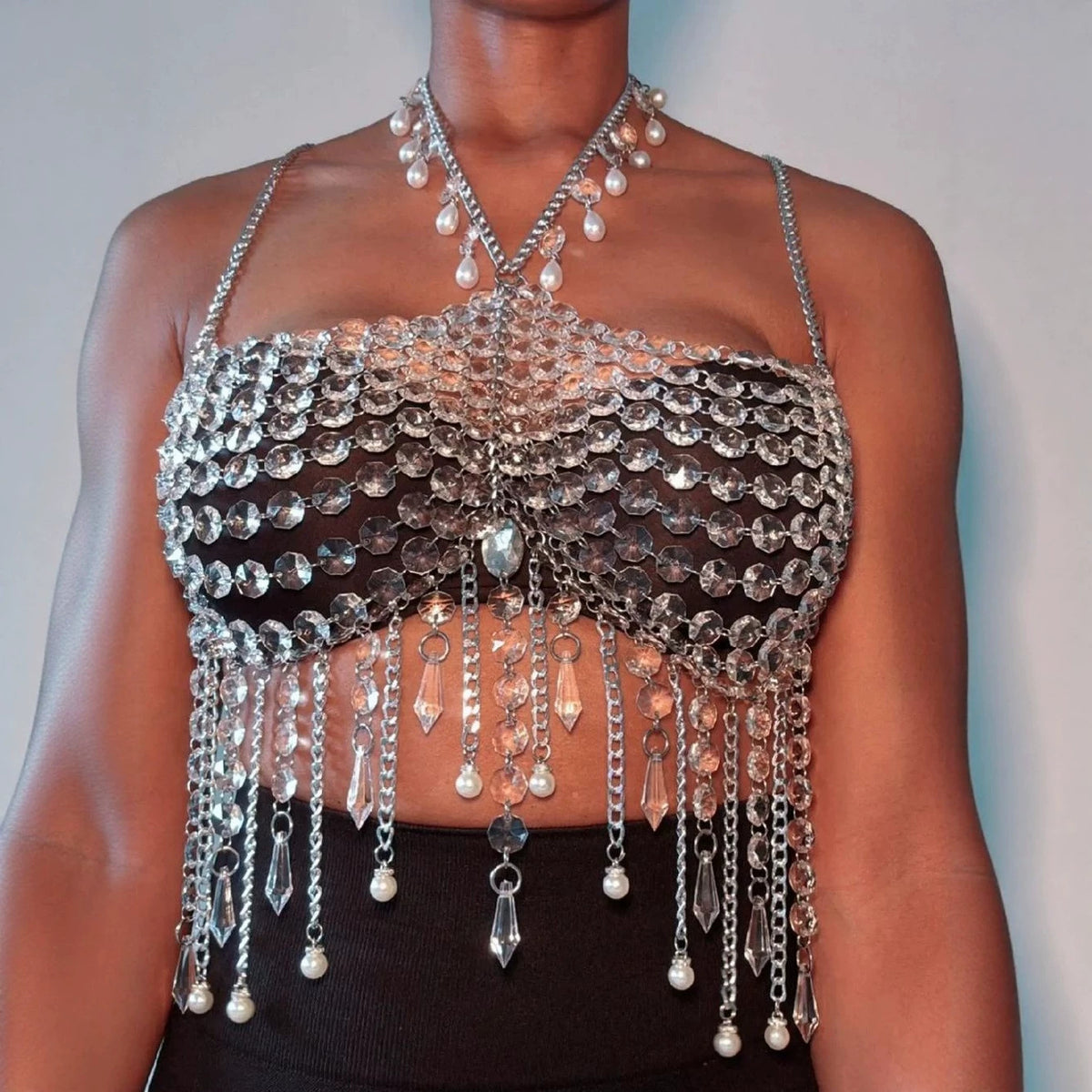 Women's Gemstone Chain Halter Top