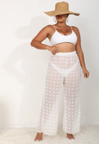 Pants Plus Size Women Clothing Sexy See through Three Dimensional Chiffon Beach Pants Wide Leg Pants Straight Leg Pants Casual Pants
