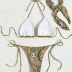 Split Printed One-piece Swimwear