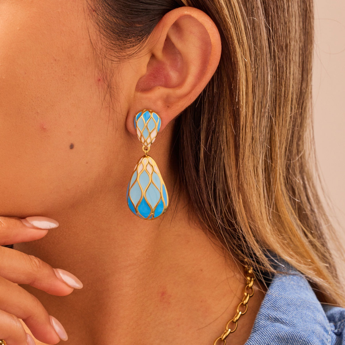 Oil Dripping Drop Shape Earrings Retro Earrings Earrings