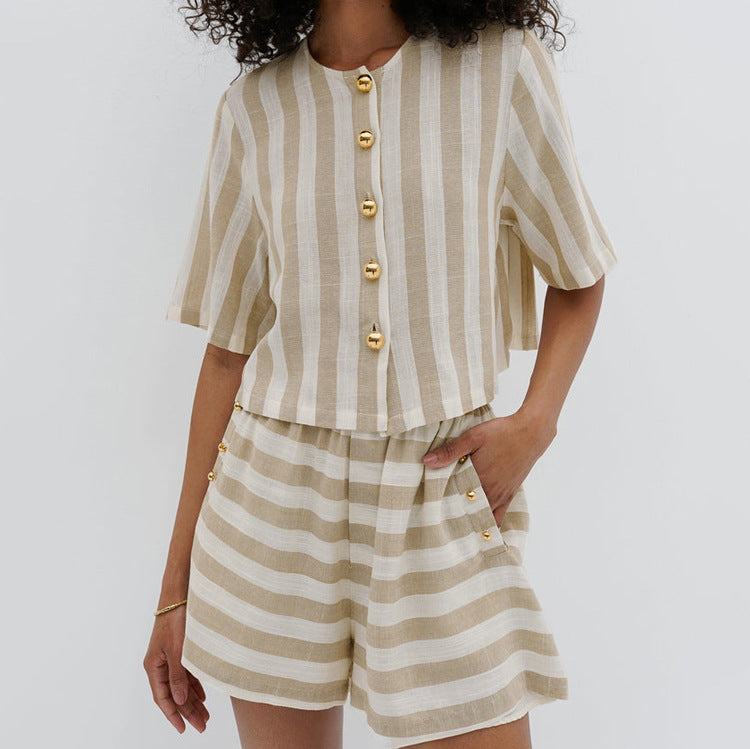 Striped Shirt & Shorts Set
