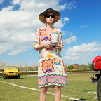 Women's Loose Seaside Holiday Printed V Neck Midi Beach Dress