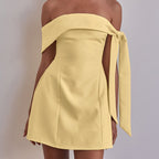 Women's Off Neck Bandeau One Shoulder Sexy Short Dress Women Clothing A Line Dress
