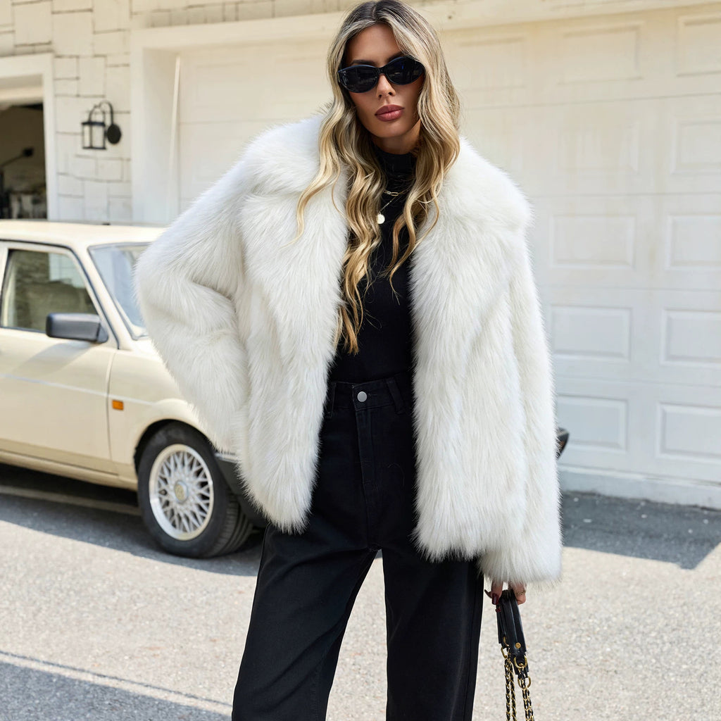 's Autumn Winter Collar Thickened Faux Fur Plush Artificial Fur