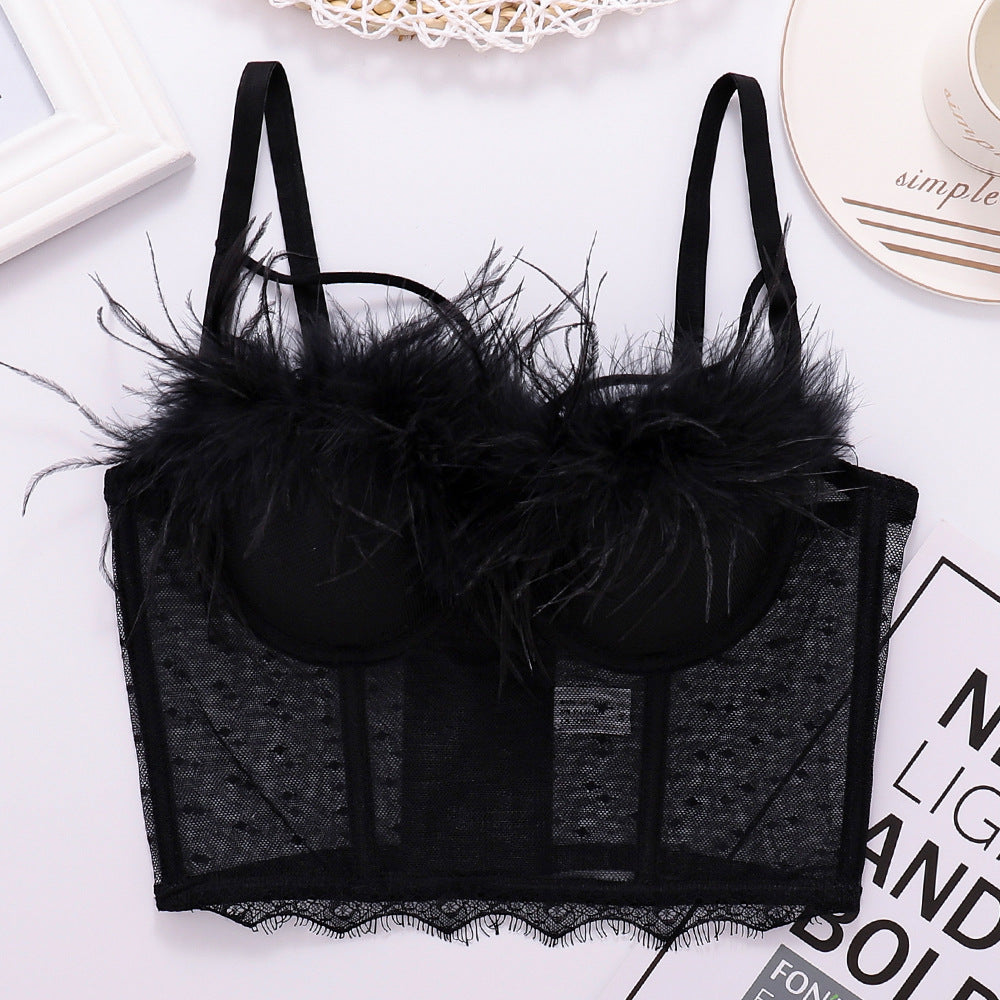 's Lace Mesh Camisole Vest Hollow Out Cutout Backless True