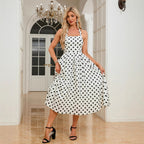 Women's Sleeveless Halter Polka Dot Dress