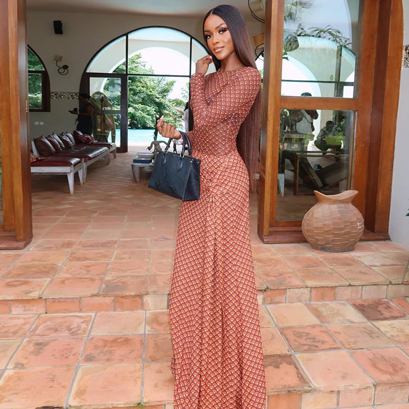 Women's Pleated Long Sleeve Dress