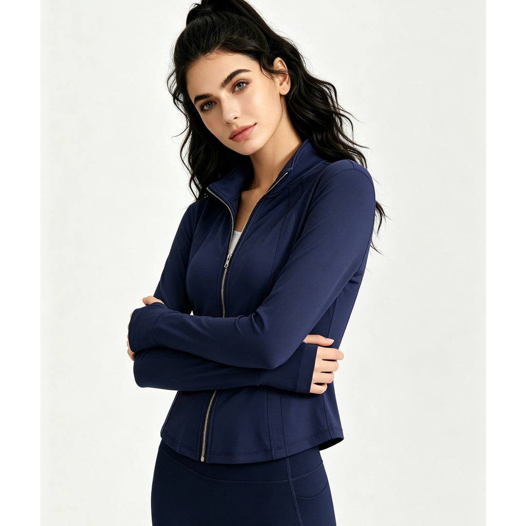 Stand-Collar Yoga Jacket with Zipper