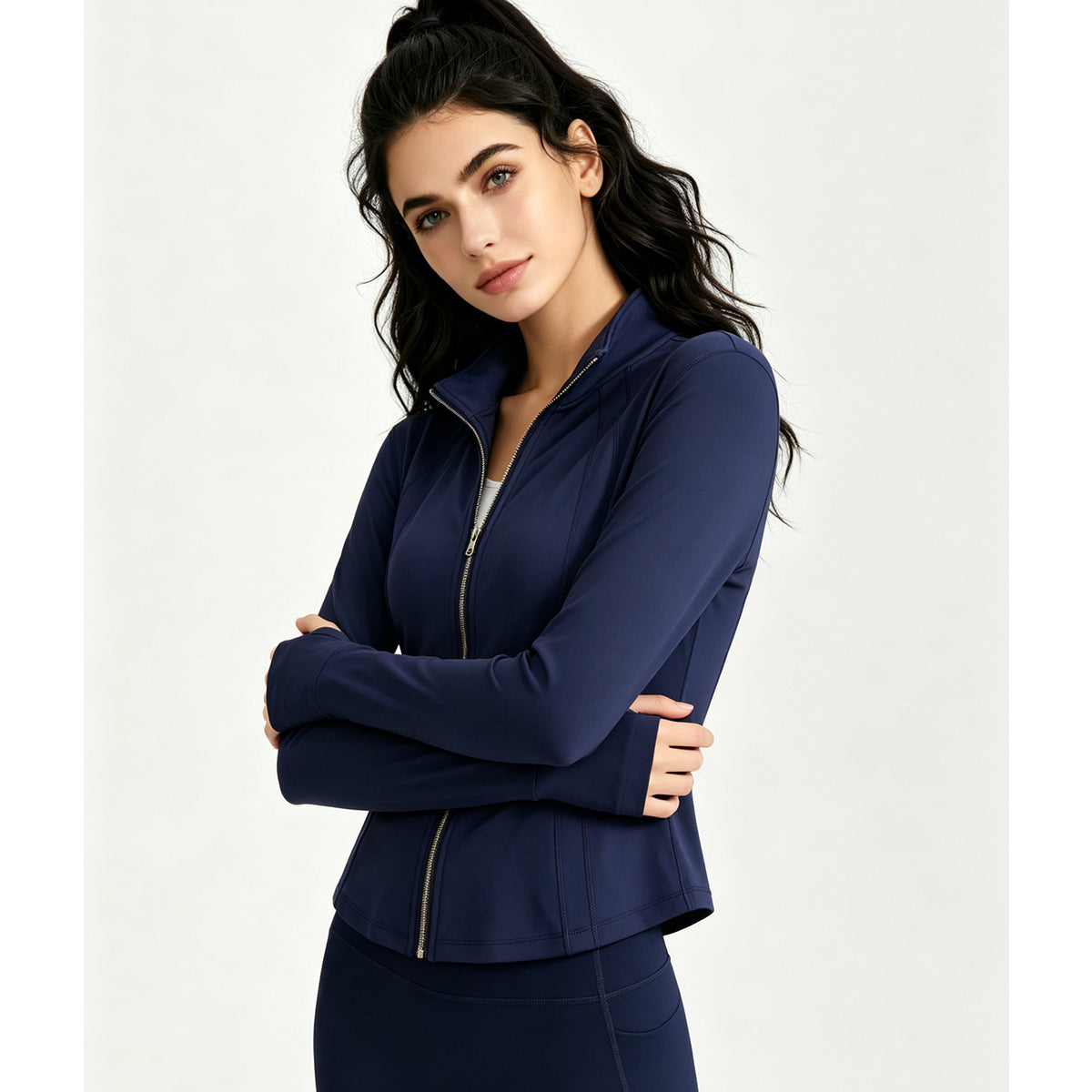 Stand-Collar Yoga Jacket with Zipper