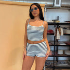Simple Striped Shorts Overall Skirt Sweet
