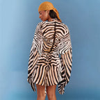 Women's Striped Flare-Sleeve Mini Dress