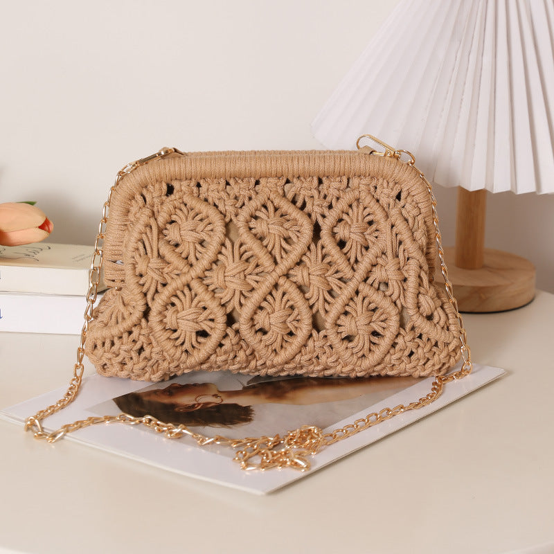 Cotton Thread Clip Mouth Rhombus Coffee