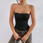 Women’s Apricot Knitted Strapless Tube Top