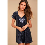 Women's V-Neck Sequin Beaded Party Dress