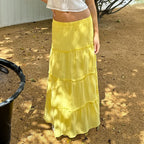 Women's Women Clothing Summer Elegant South French Holiday Elastic A Line Long Skirt