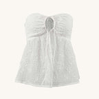 Women's White Lace-Up Sweetheart Tube Top
