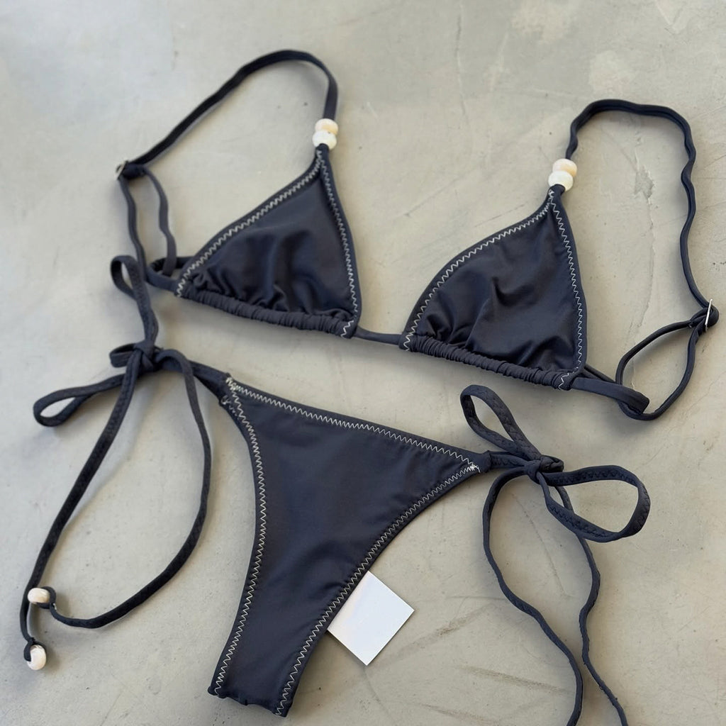 Women's Solid Tie Bikini Set