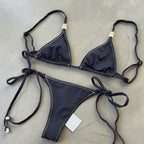 Women's Solid Tie Bikini Set