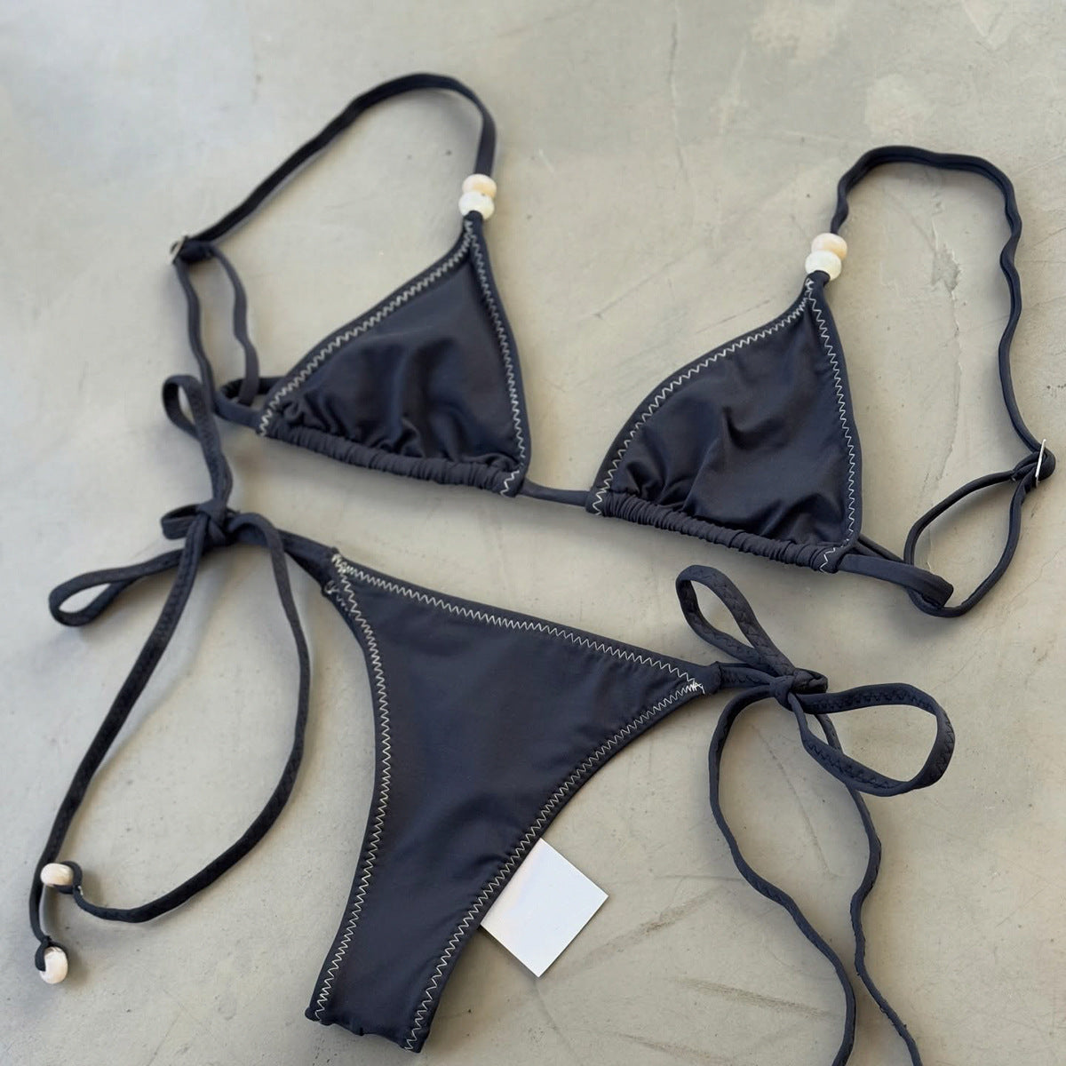Women's Solid Tie Bikini Set