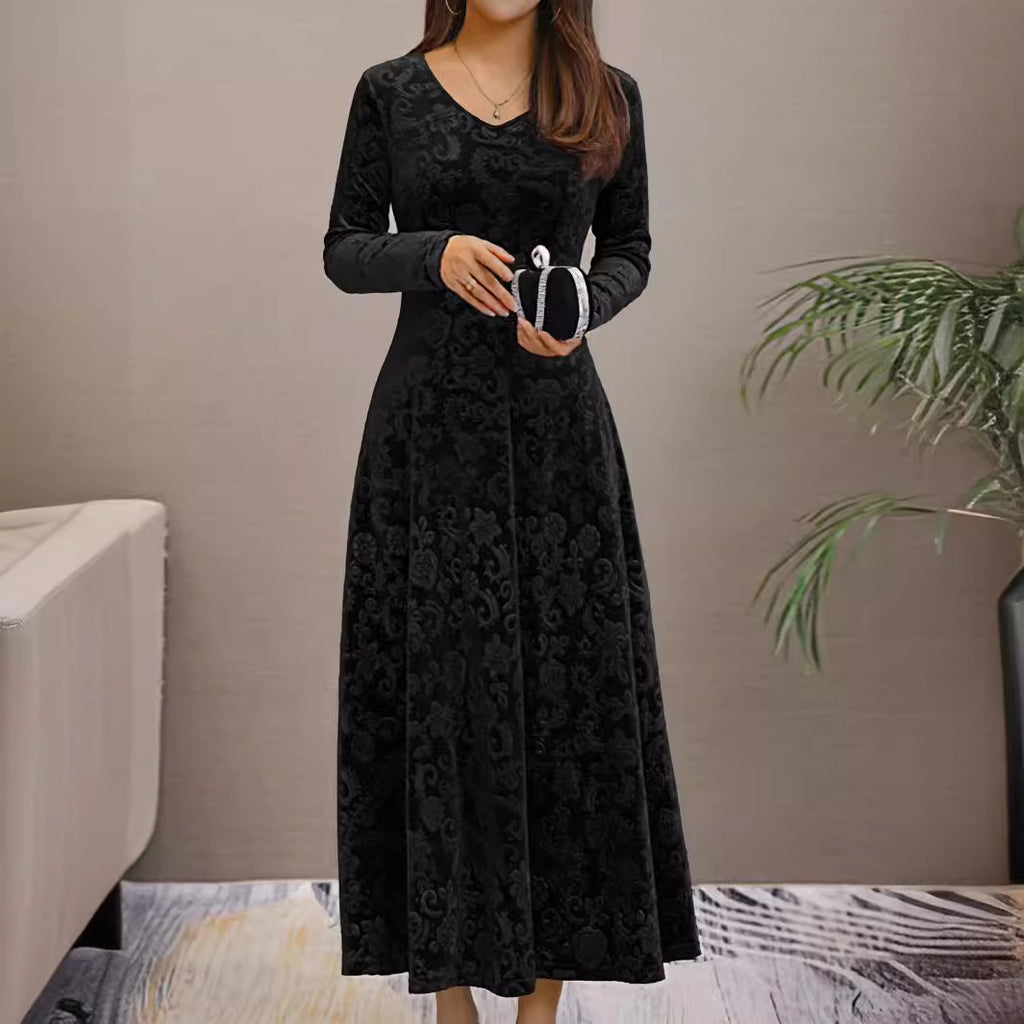 Velvet Elegant Midi Dress
