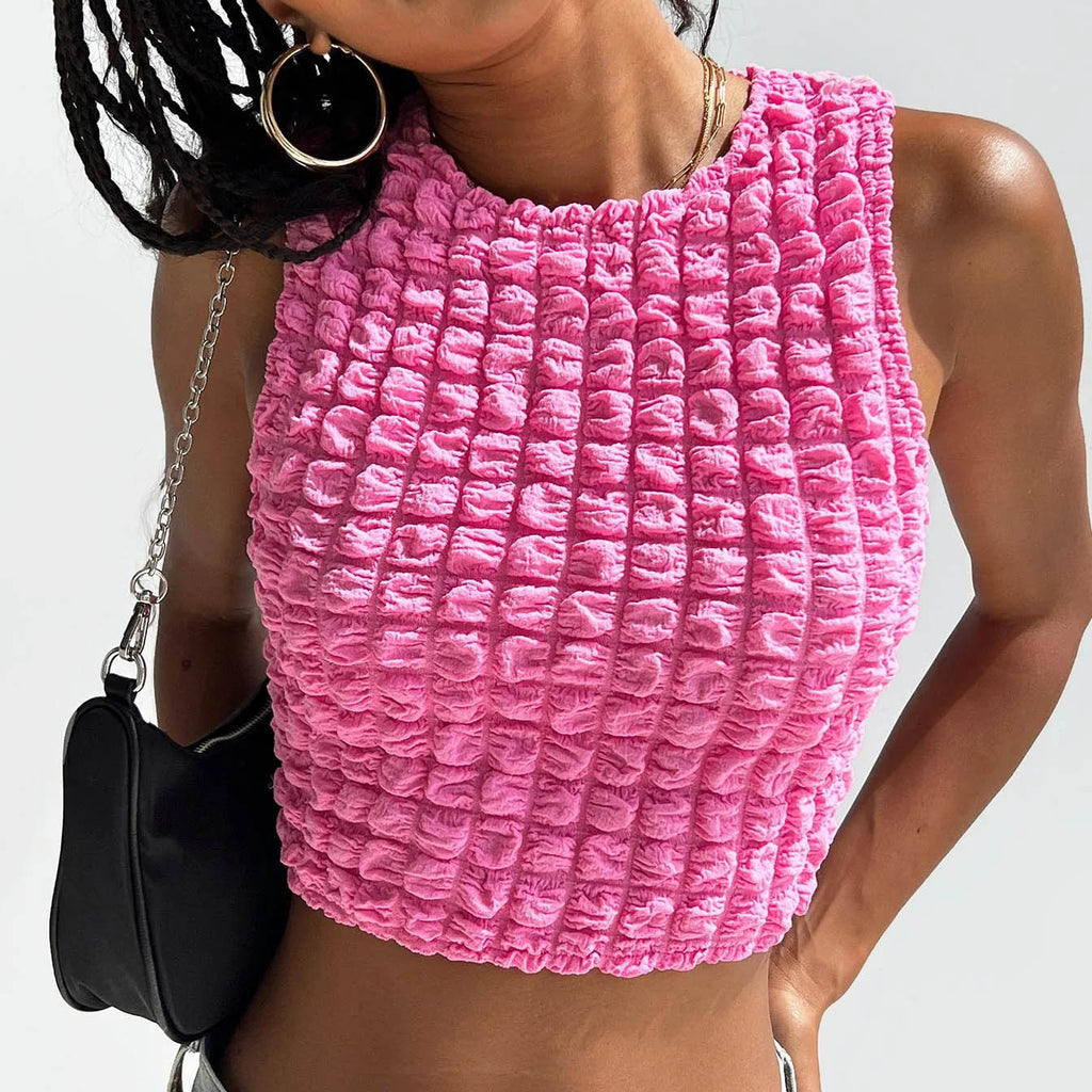 's Small Vest Street Crew Neck Sleeveless Short Cropped Top