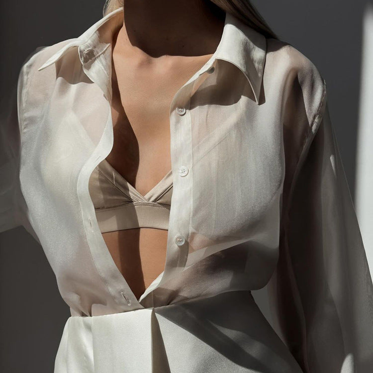Sheer Sun-Protection Cardigan Shirt