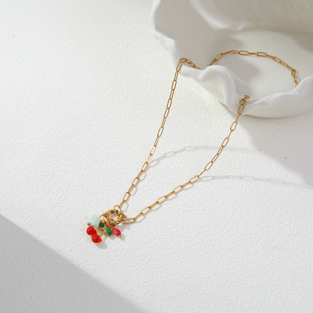Red Cherry Stainless Steel Necklace