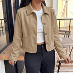 Women's Suede Short Coat With Lapels