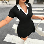 Women's Plus Size Striped Shirt Dress