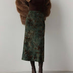 Vintage Print High-Waist Skirt