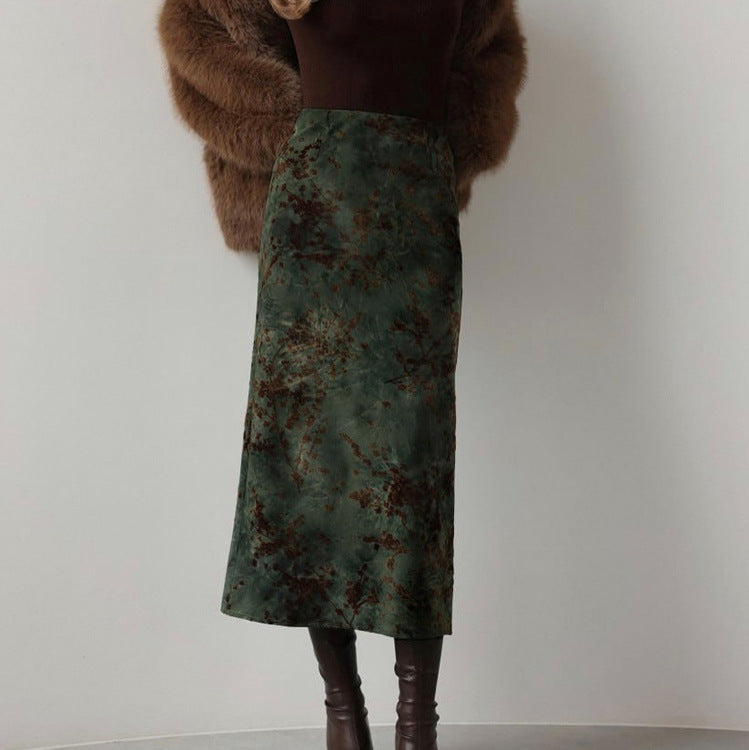 Vintage Print High-Waist Skirt