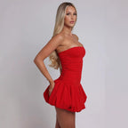 Women's Strapless Ruched Bodycon Mini Dress