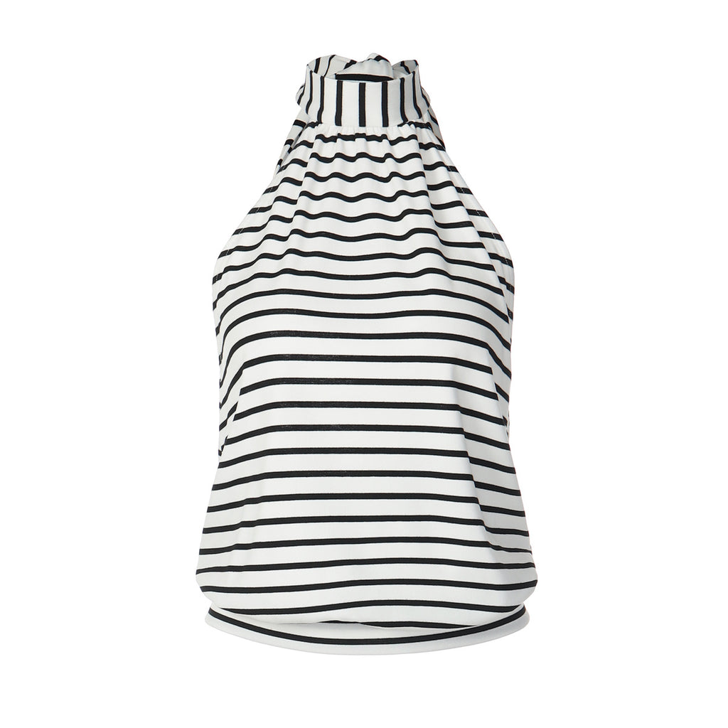 Women's Striped Lace-Up Knitted Vest Top