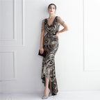 Women's Large Swing Dress Beaded Elegant Long Fishtail Sequin