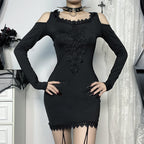 Women's Fall Type Hip Sexy Slim Fit Hood Lace Long Sleeved Dress Women