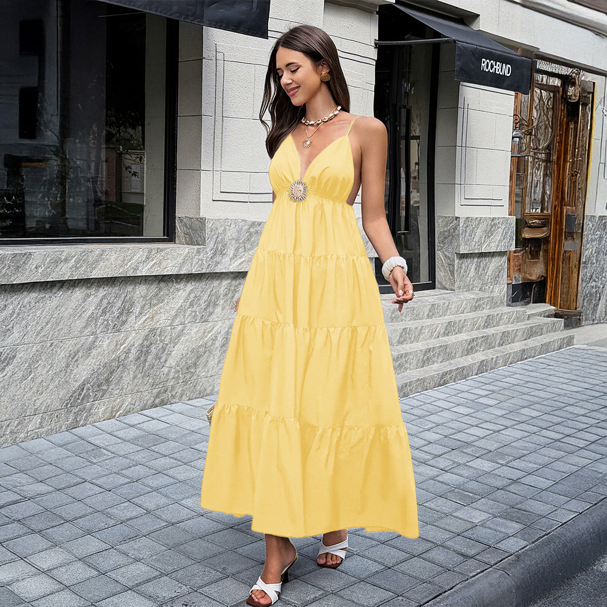 Elegant Spaghetti-Strap Long Dress