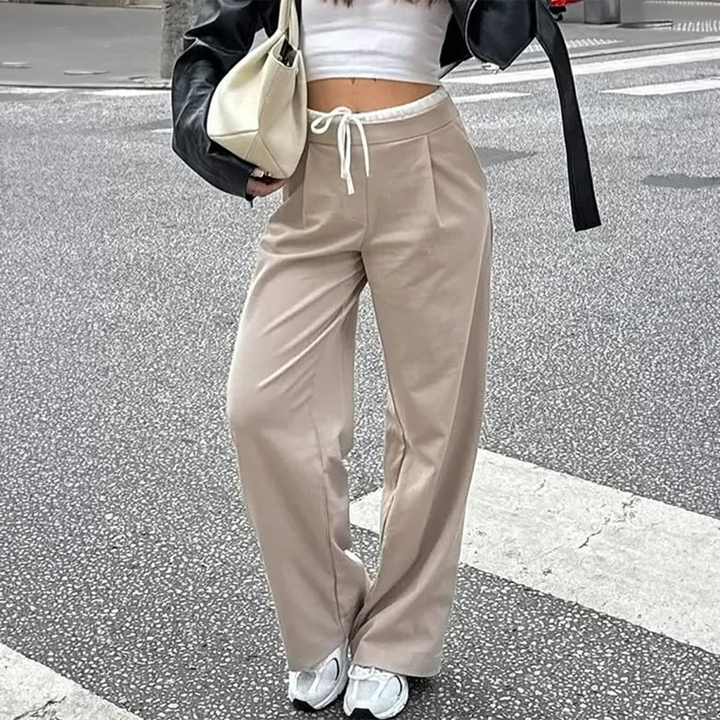 Women's High-Waist Wide-Leg Straight Trousers