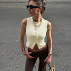 Women's Knitted Button-Up Cardigan Vest