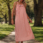 Striped Spaghetti-Strap Vacation Dress