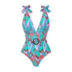 Conservative Printed One-piece Swimwear