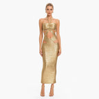 Women's Metallic Cutout Bandage Dress