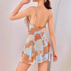 Mesh Printed Seaside Vacation Cami Dress