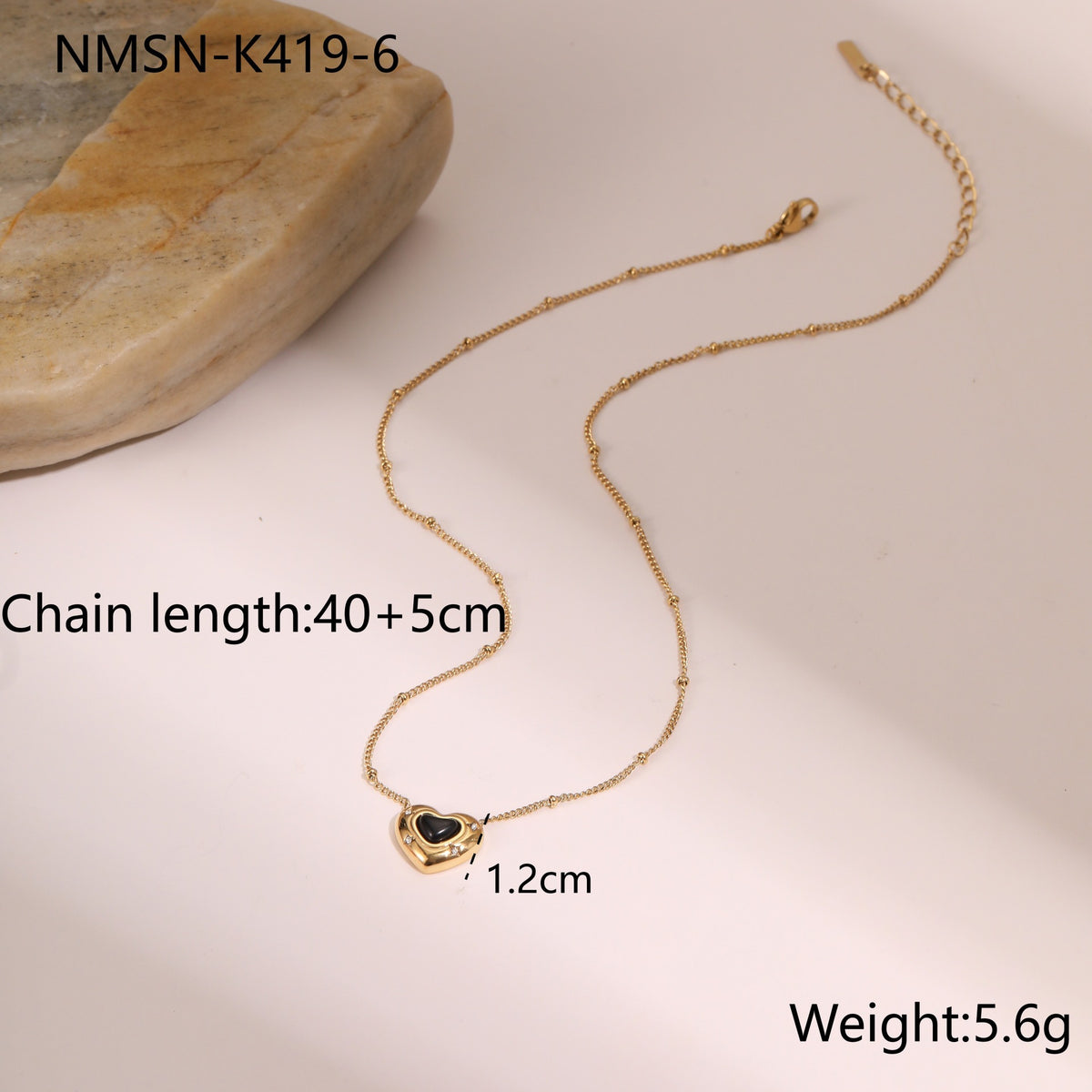 Gold Black Onyx Necklace
