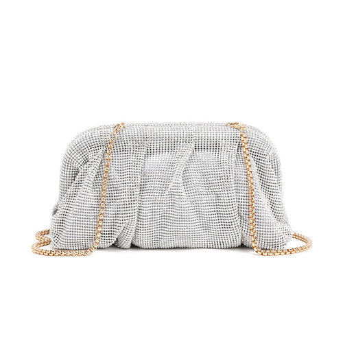 Rhinestone Cloud Bag Pleated Women Bag Texture High End Cosmetic Bag Niche Messenger Bag