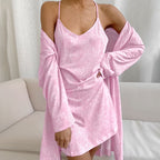 Spring Summer Floral Fresh Knitted Slip Nightdress Long